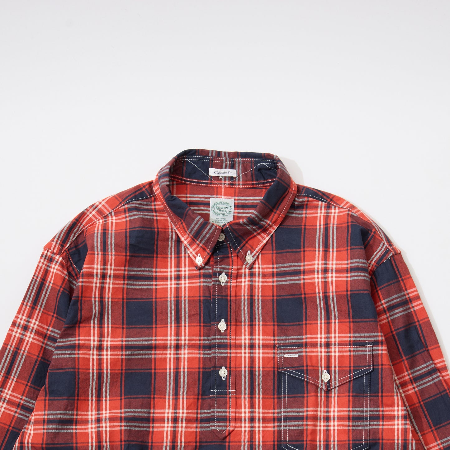 KEATON CHASE USA L/S CLASSIC FIT PULLOVER BD SHIRT TWILL CHECK - 3 COLORS