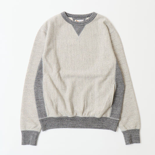 FELCO 16oz TERRY CLASSIC FIT INVERSE WEAVE DOUBLE V GUSSET SET IN CREW SWEAT W/SLASH POCKET - TWO TONE