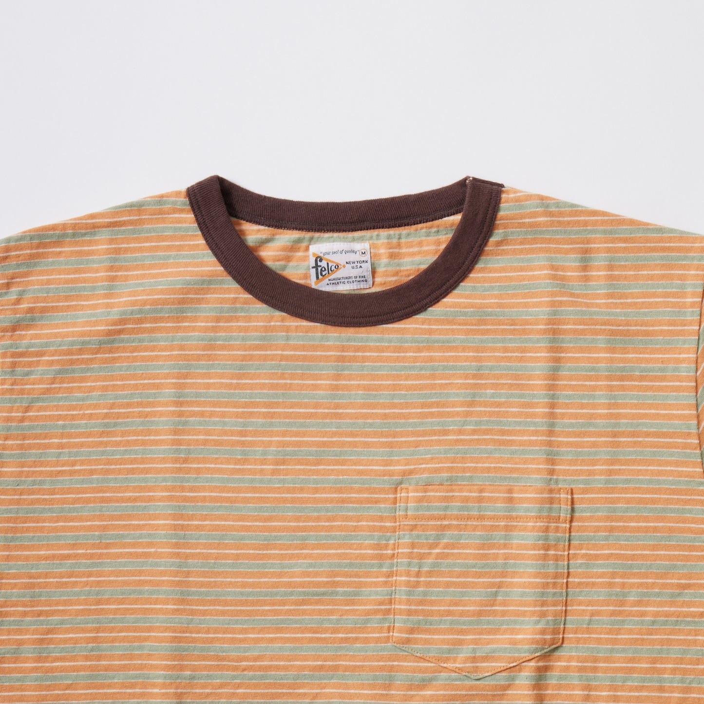 FELCO S/S CREW POCKET T SUMMER STRIPE-LIGHT ORANGE/BROWN