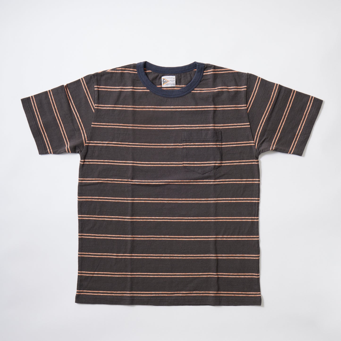 FELCO S/S CREW POCKET-T IVY STRIPE-CHARCOAL BLACK/ CHARCOAL NAVY