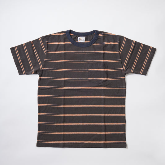 FELCO S/S CREW POCKET-T IVY STRIPE-CHARCOAL BLACK/ CHARCOAL NAVY