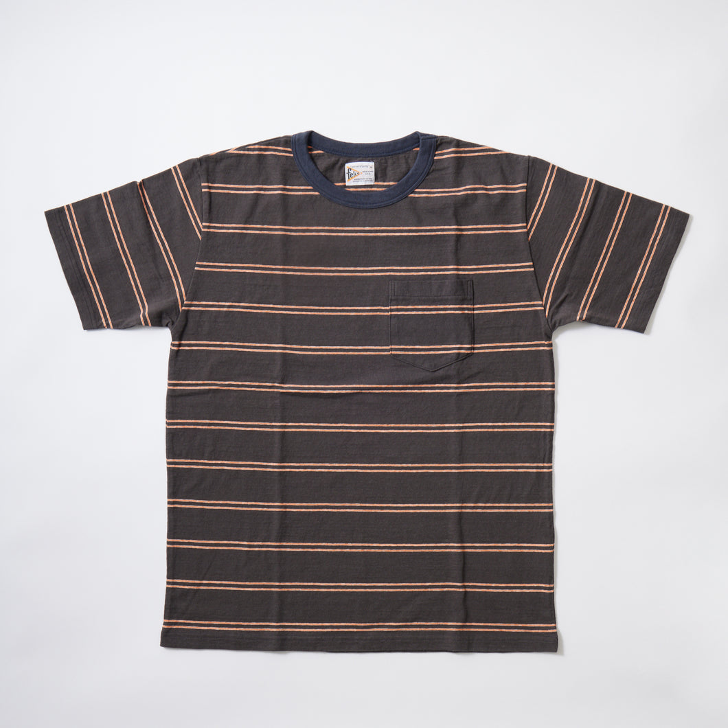 【24SS NEW】FELCO S/S CREW POCKET-T IVY STRIPE-CHARCOAL BLACK/ CHARCOAL NAVY