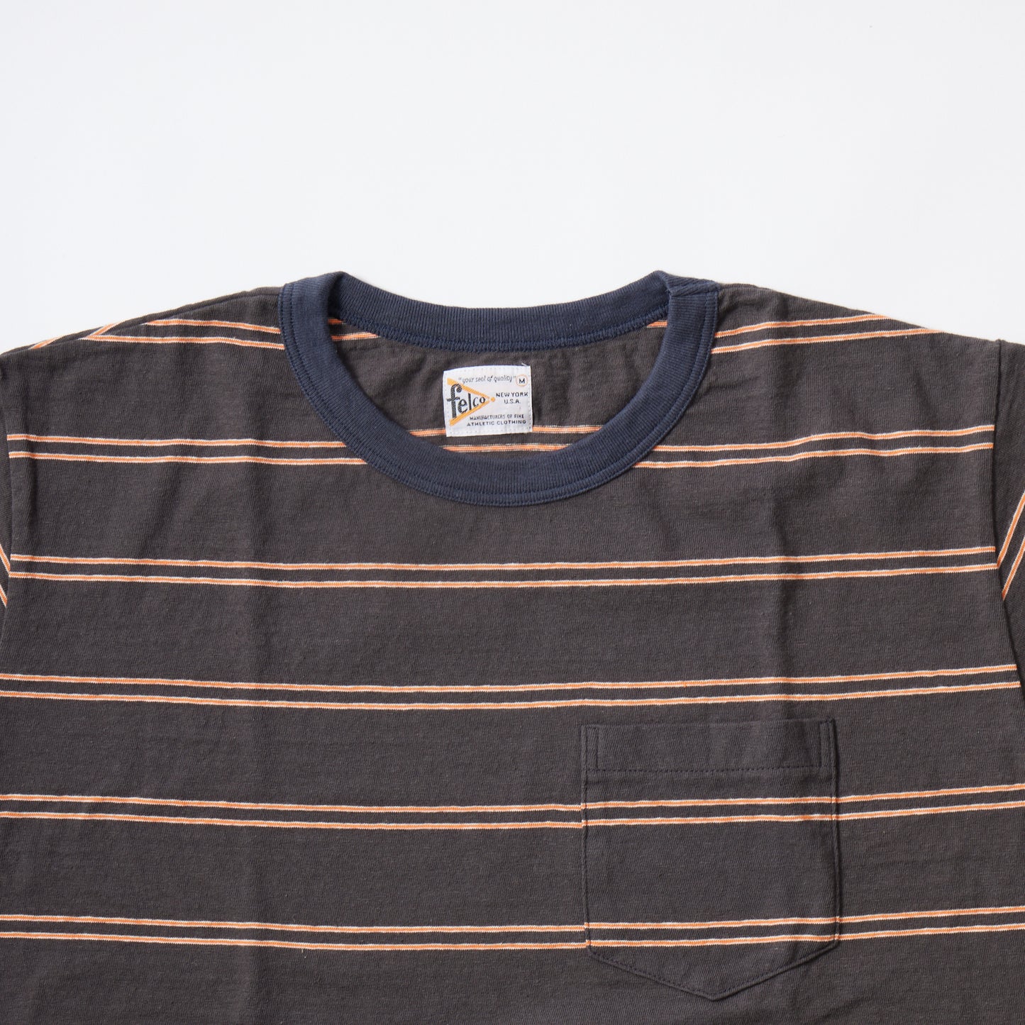 FELCO S/S CREW POCKET-T IVY STRIPE-CHARCOAL BLACK/ CHARCOAL NAVY