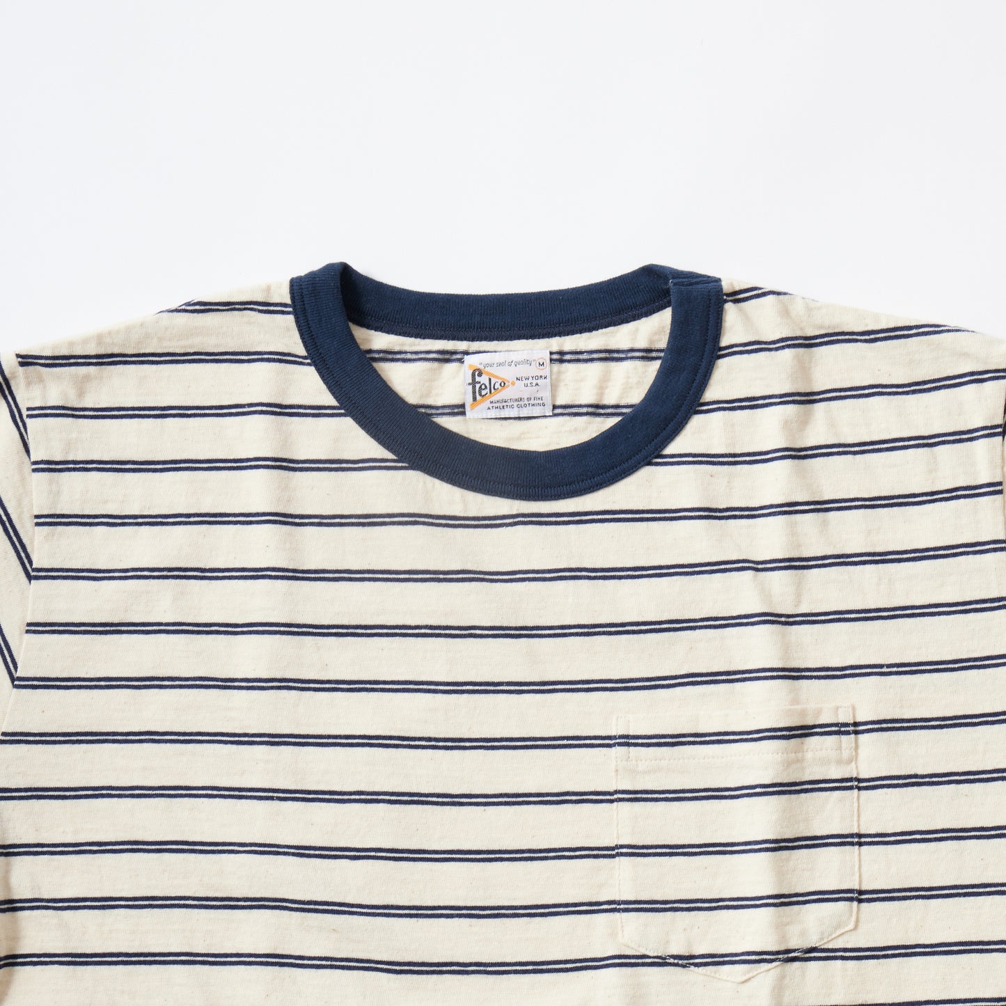 FELCO S/S RINGER POCKET-T VINTAGE STRIPE-NATURAL/NAVY