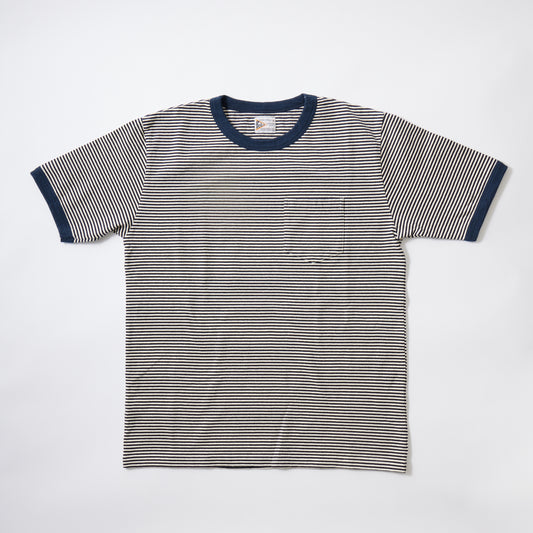 FELCO S/S RINGER POCKET T-AMERICAN VINTAGE STRIPE-NATURAL/NAVY