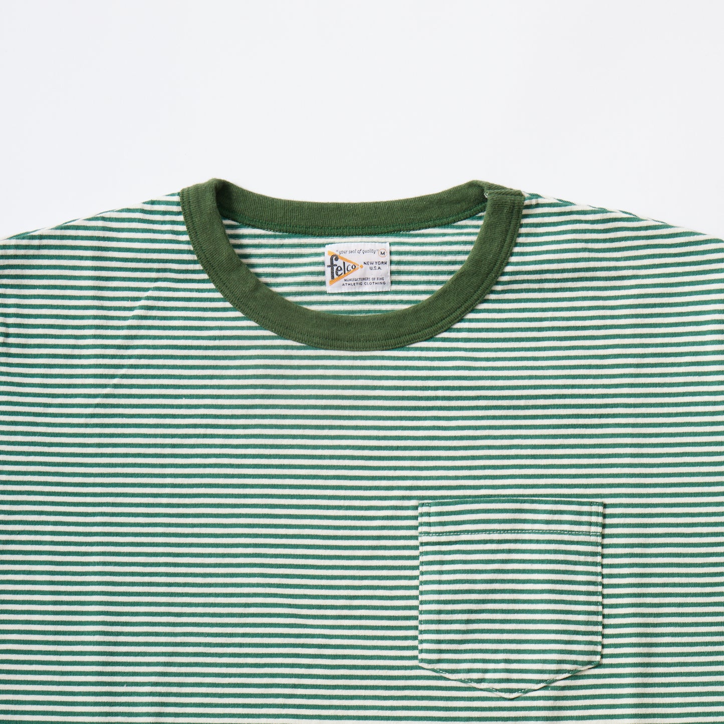 FELCO S/S RINGER POCKET T-AMERICAN VINTAGE STRIPE-NATURAL/GREEN