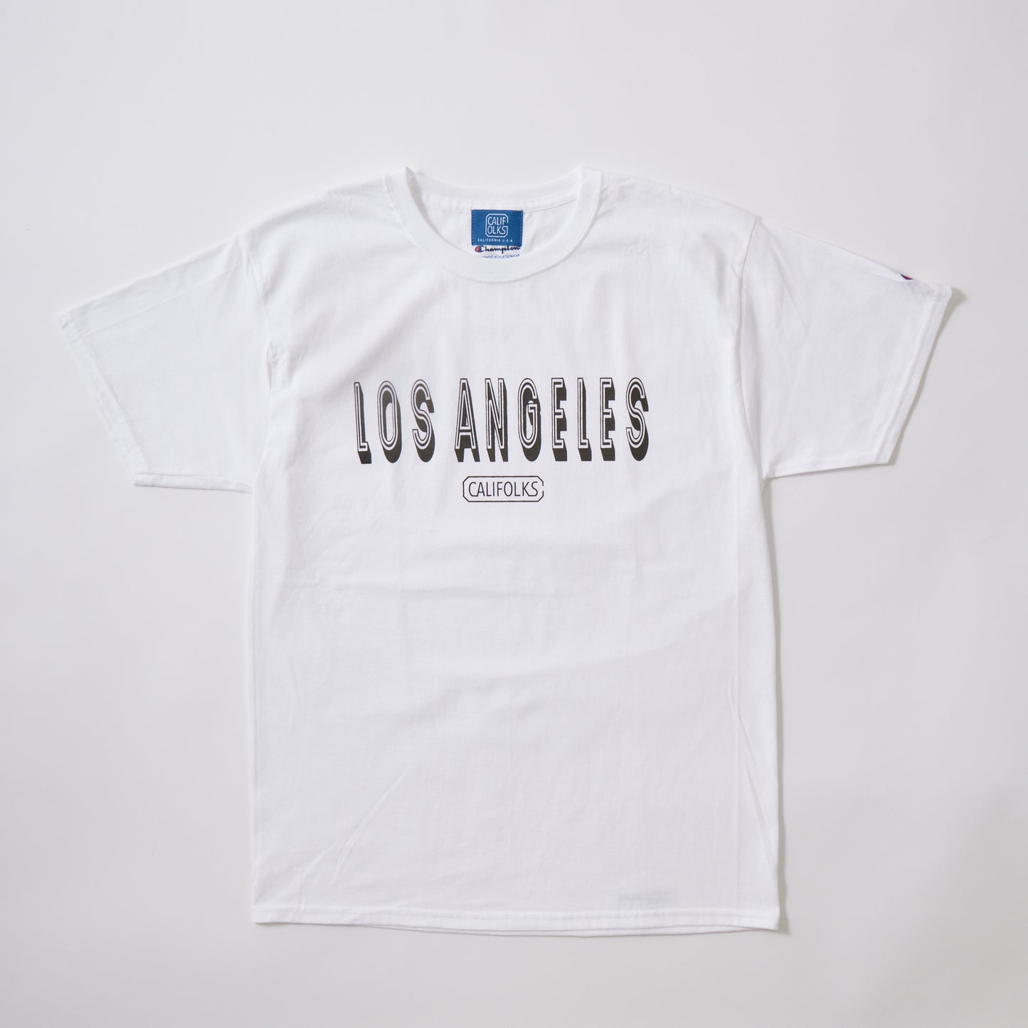 CALIFOLKS S/S WORD PRINT US CHAMPION 6oz CREW T-SHIRT - LOS ANGELS