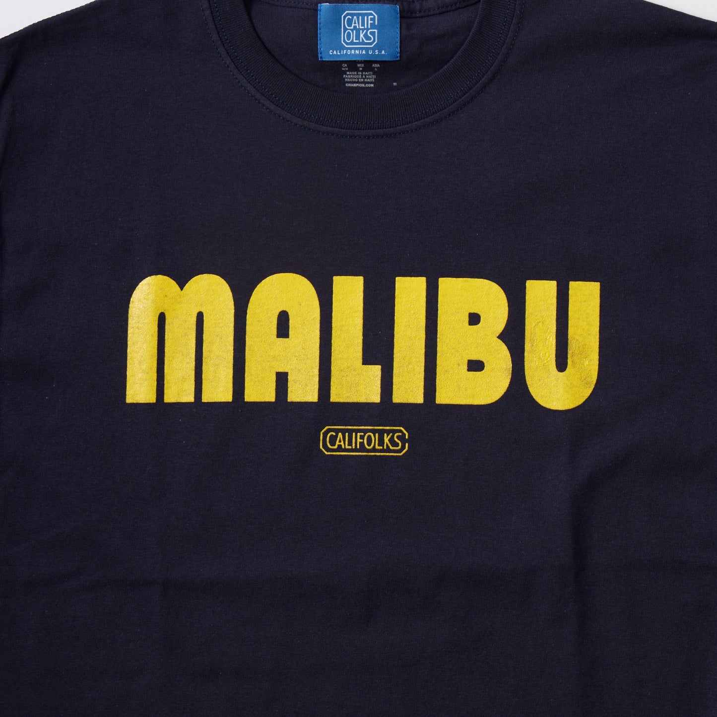 CALIFOLKS S/S WORD PRINT US CHAMPION 6oz CREW T-SHIRT - MALIBU