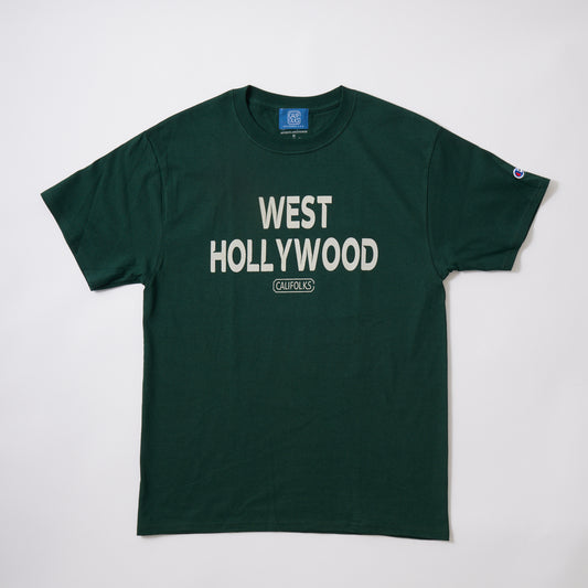 CALIFOLKS S/S WORD PRINT US CHAMPION 6oz CREW T-SHIRT - WEST HOLLYWOOD