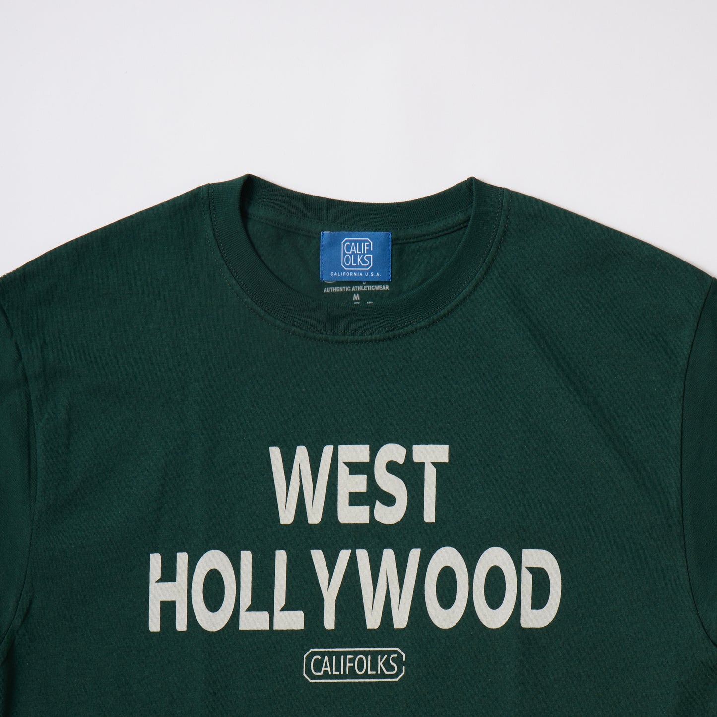 CALIFOLKS S/S WORD PRINT US CHAMPION 6oz CREW T-SHIRT - WEST HOLLYWOOD