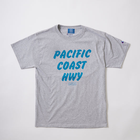 CALIFOLKS S/S WORD PRINT US CHAMPION 6oz CREW T-SHIRT - PACIFIC COAST HWY