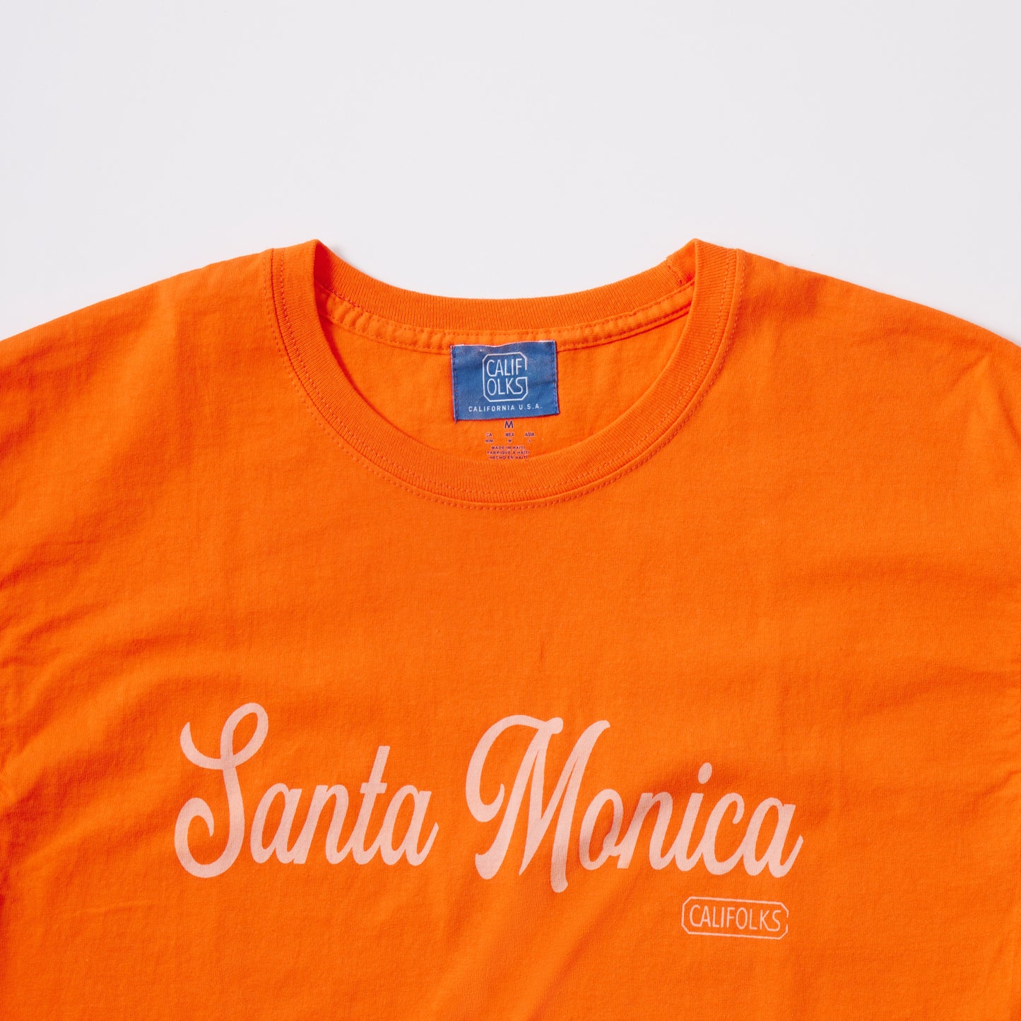 CALIFOLKS S/S WORD PRINT US CHAMPION 6oz CREW T-SHIRT - SANTA MONICA