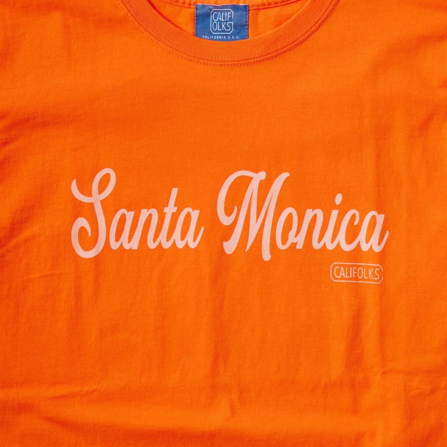 CALIFOLKS S/S WORD PRINT US CHAMPION 6oz CREW T-SHIRT - SANTA MONICA