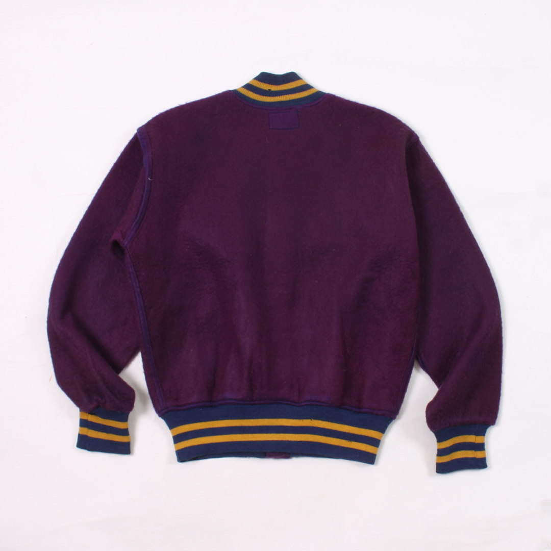 FELCO VINTAGE STADIUM JACKET - PLAIN PURPLE & BLUE & YELLOW