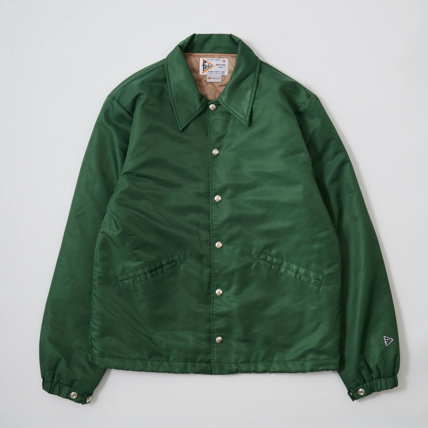 【NEW】FELCO CLASSIC FIT OXFORD NYLON SATIN BASEBALL COACH JACKET W/QUILT  THINSULATE LINING - 4 COLORS