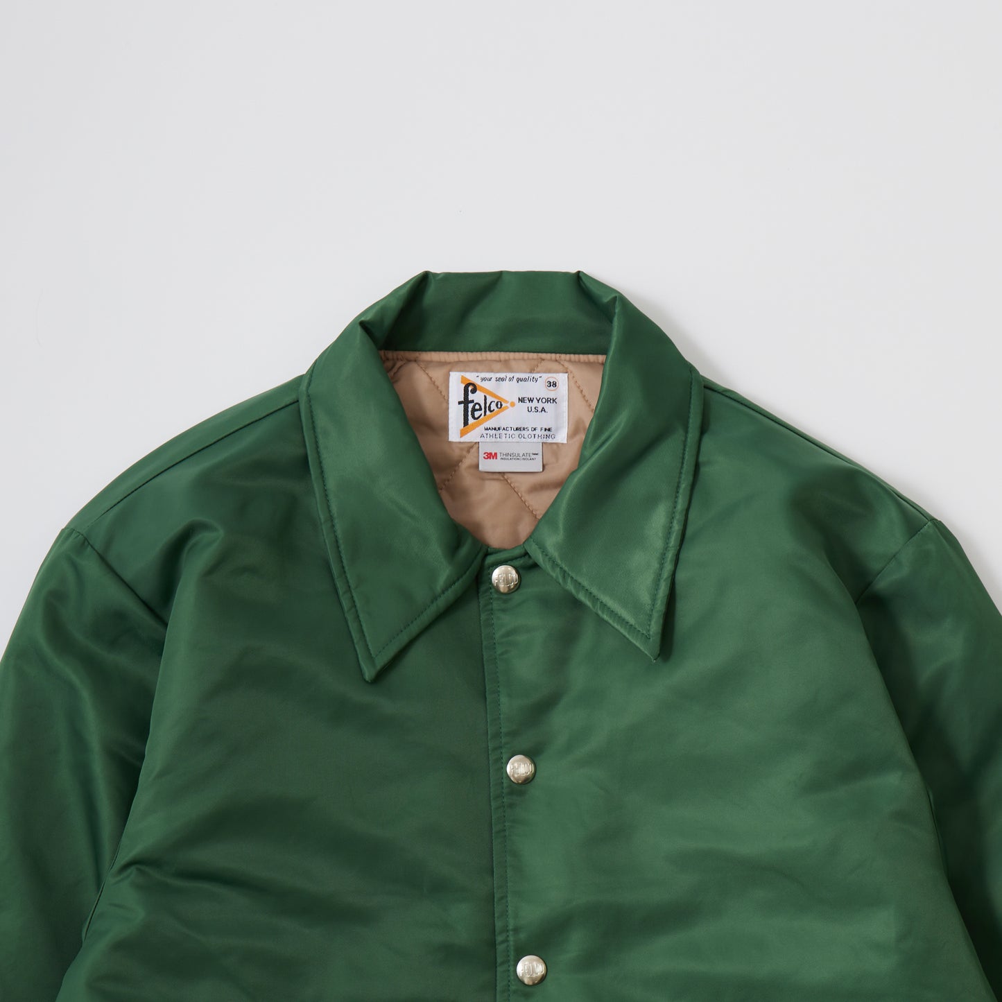 【NEW】FELCO CLASSIC FIT OXFORD NYLON SATIN BASEBALL COACH JACKET W/QUILT  THINSULATE LINING - 4 COLORS