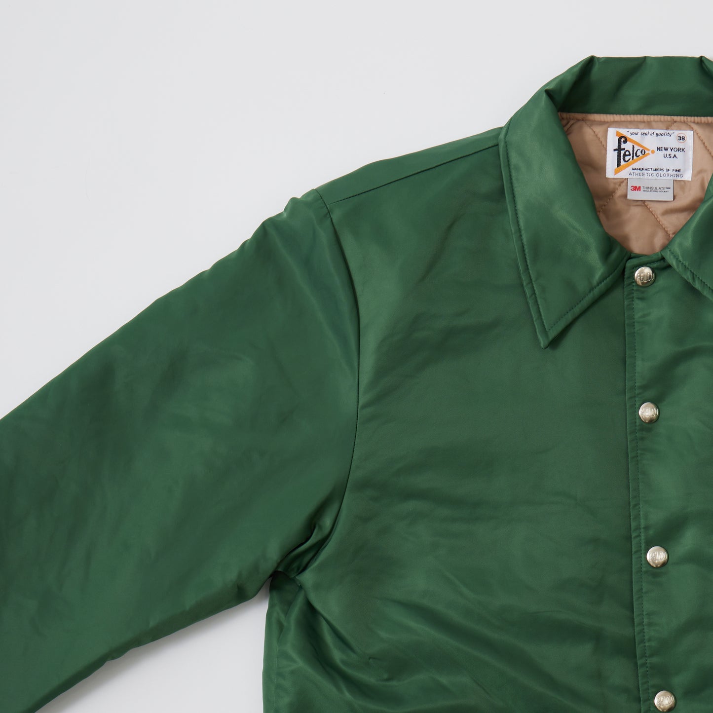 【NEW】FELCO CLASSIC FIT OXFORD NYLON SATIN BASEBALL COACH JACKET W/QUILT  THINSULATE LINING - 4 COLORS