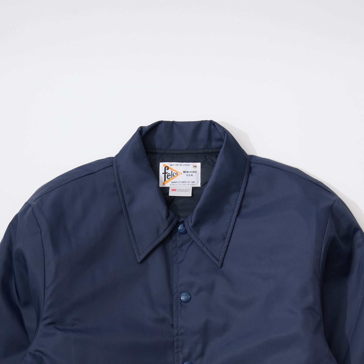 FELCO CLASSIC FIT OXFORD NYLON SATIN BASEBALL COACH JACKET W/QUILT  THINSULATE LINING - 5 COLORS