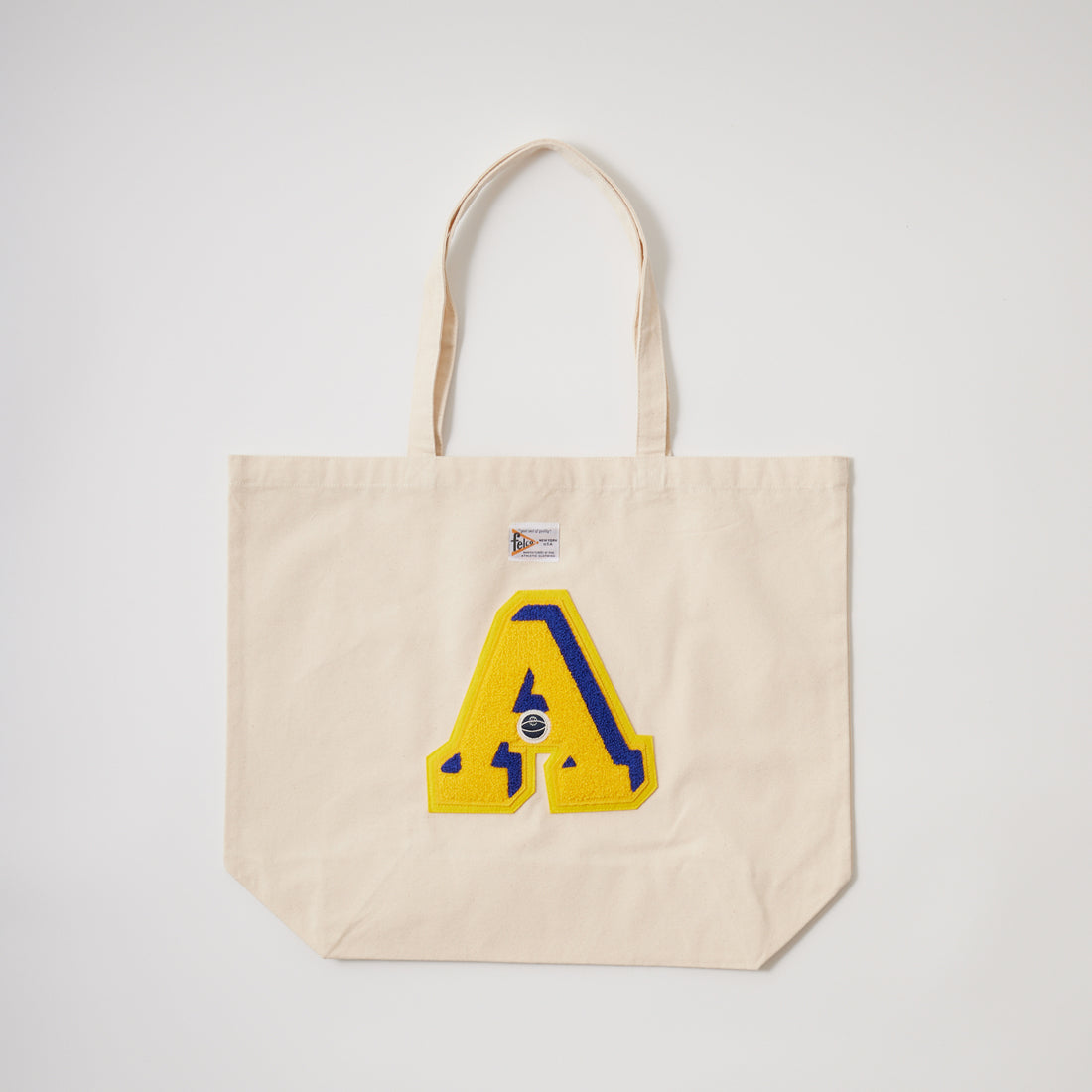 FELCO 8.3oz NATURAL CANVAS TOTE BAG WITH ORIGINAL CHENILLE WAPPEN