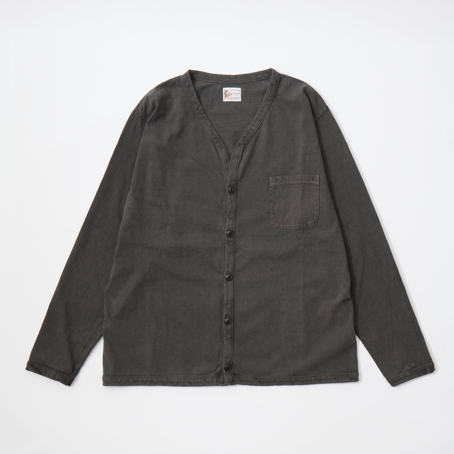 FELCO L/S BINDER V NECK CARDIGAN W/POCKET 7oz 16SINGLE RUFFY JERSEY - 11 COLORS