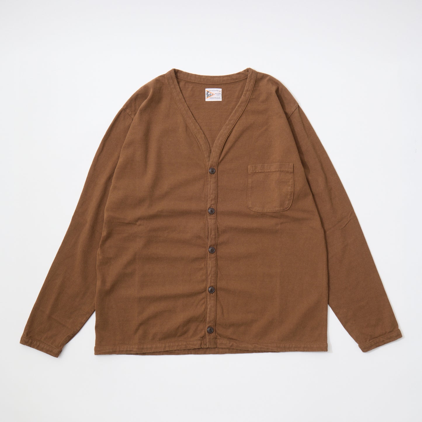 FELCO L/S BINDER V NECK CARDIGAN W/POCKET 7oz 16SINGLE RUFFY JERSEY - 11 COLORS