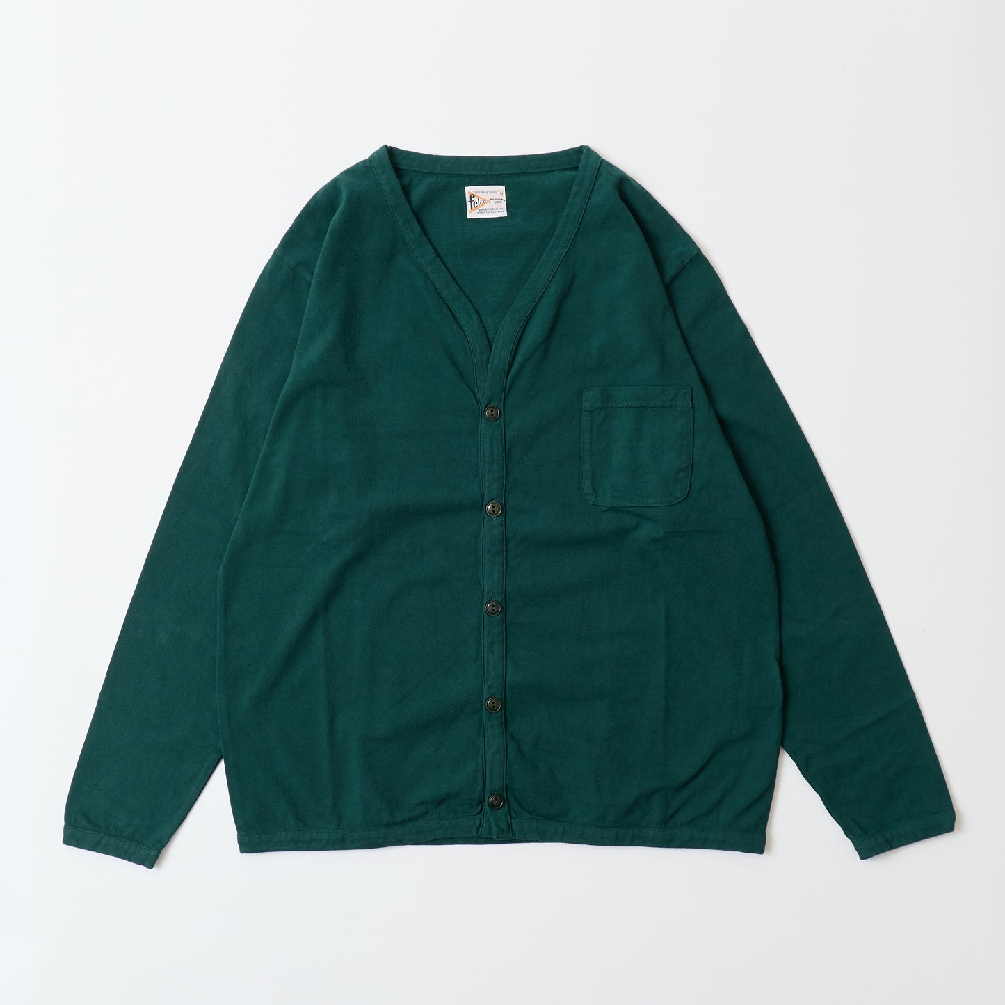 FELCO L/S BINDER V NECK CARDIGAN W/POCKET 7oz 16SINGLE RUFFY JERSEY - 15 COLORS