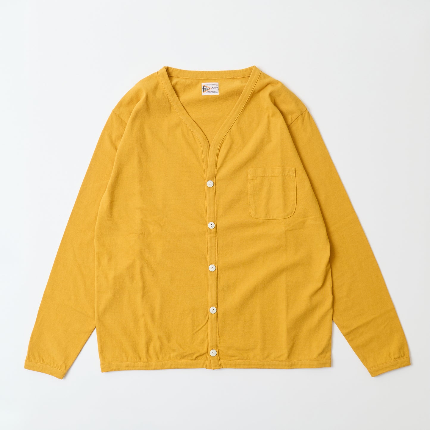 FELCO L/S BINDER V NECK CARDIGAN W/POCKET 7oz 16SINGLE RUFFY JERSEY - 15 COLORS