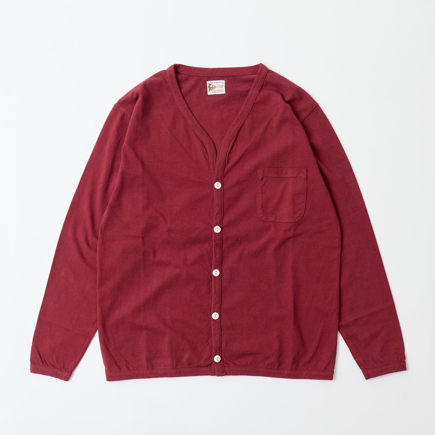 FELCO L/S BINDER V NECK CARDIGAN W/POCKET 7oz 16SINGLE RUFFY JERSEY - 15 COLORS