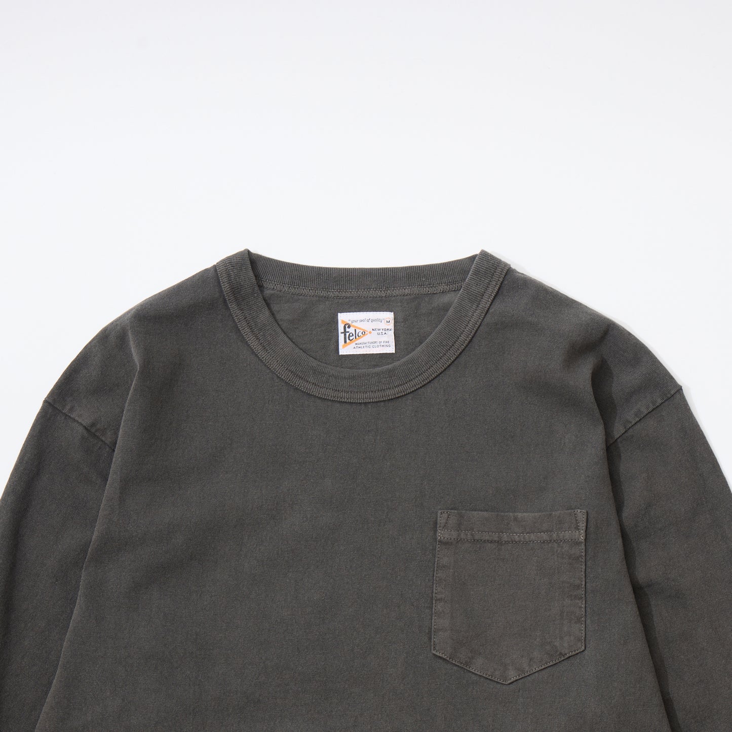 FELCO L/S BINDER NECK CREW POCKET-T 7oz 16SINGLE RUFFY JERSEY - 13 COLORS