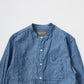 EMPIRE & SONS L/S CLASSIC BAND COLLAR SHIRT 5oz VINTAGE CHAMBRAY - BLUE