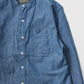 EMPIRE & SONS L/S CLASSIC BAND COLLAR SHIRT 5oz VINTAGE CHAMBRAY - BLUE