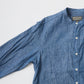 EMPIRE & SONS L/S CLASSIC BAND COLLAR SHIRT 5oz VINTAGE CHAMBRAY - BLUE