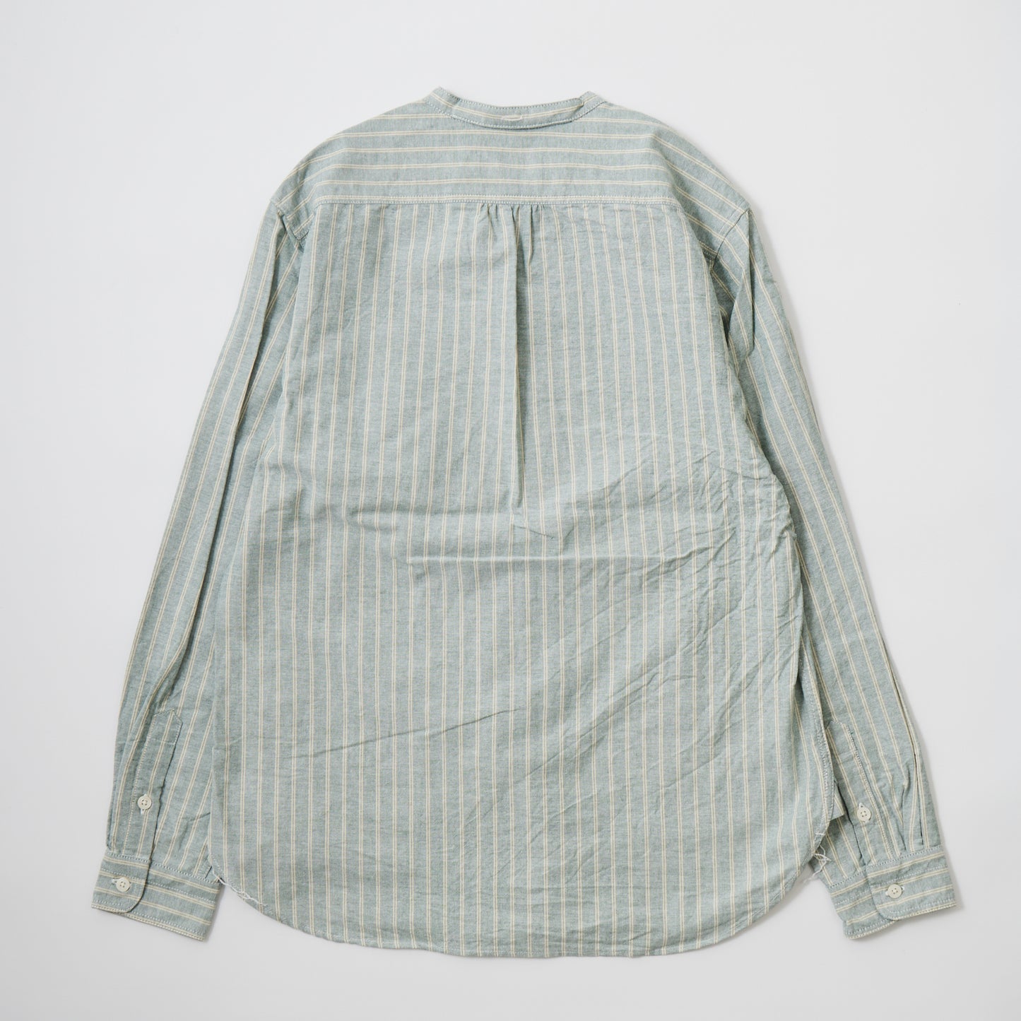 【NEW】EMPIRE & SONS L/S CLASSIC BAND COLLAR SHIRT VINTAGE OXFORD - GREEN/BEIGE