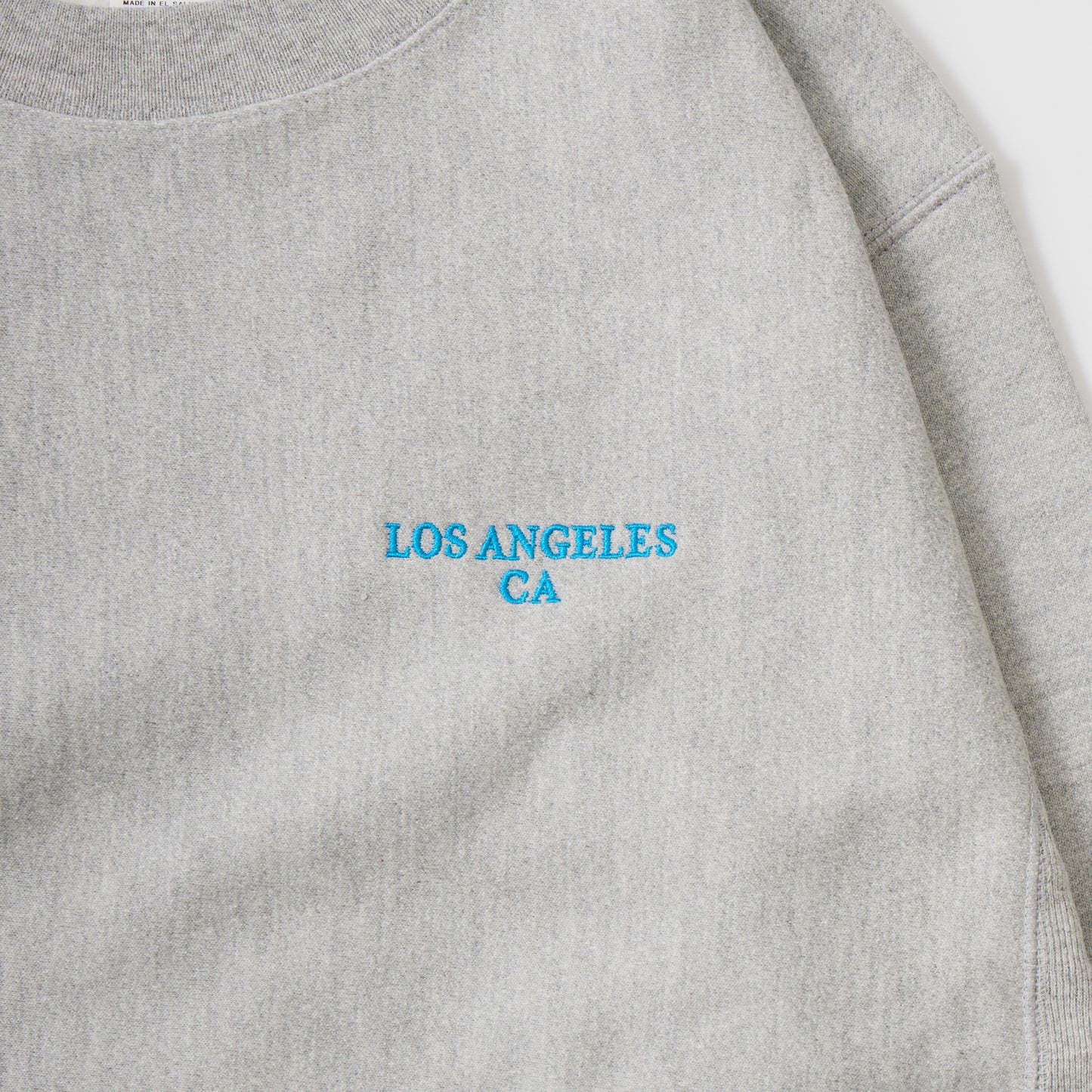 CALIFOLKS US CHAMPION REVERSE WEAVE CREW NECK SWEAT - OXFORD GREY LOS ANGELES EMB