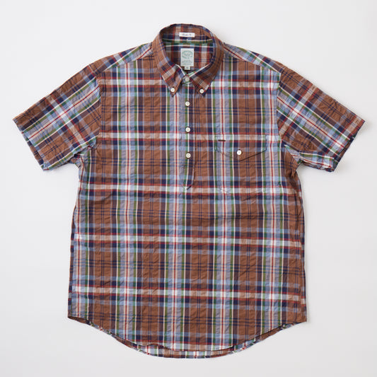 KEATON CHASE USA S/S CLASSIC FIT PULLOVER BD SHIRT MADRAS SEERSUCKER