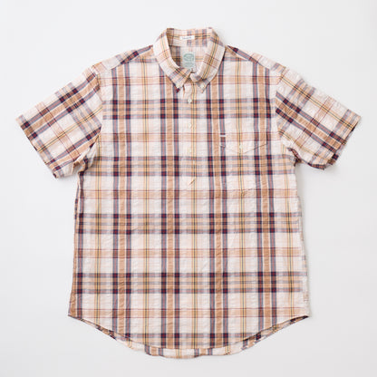 KEATON CHASE USA S/S CLASSIC FIT PULLOVER BD SHIRT MADRAS SEERSUCKER