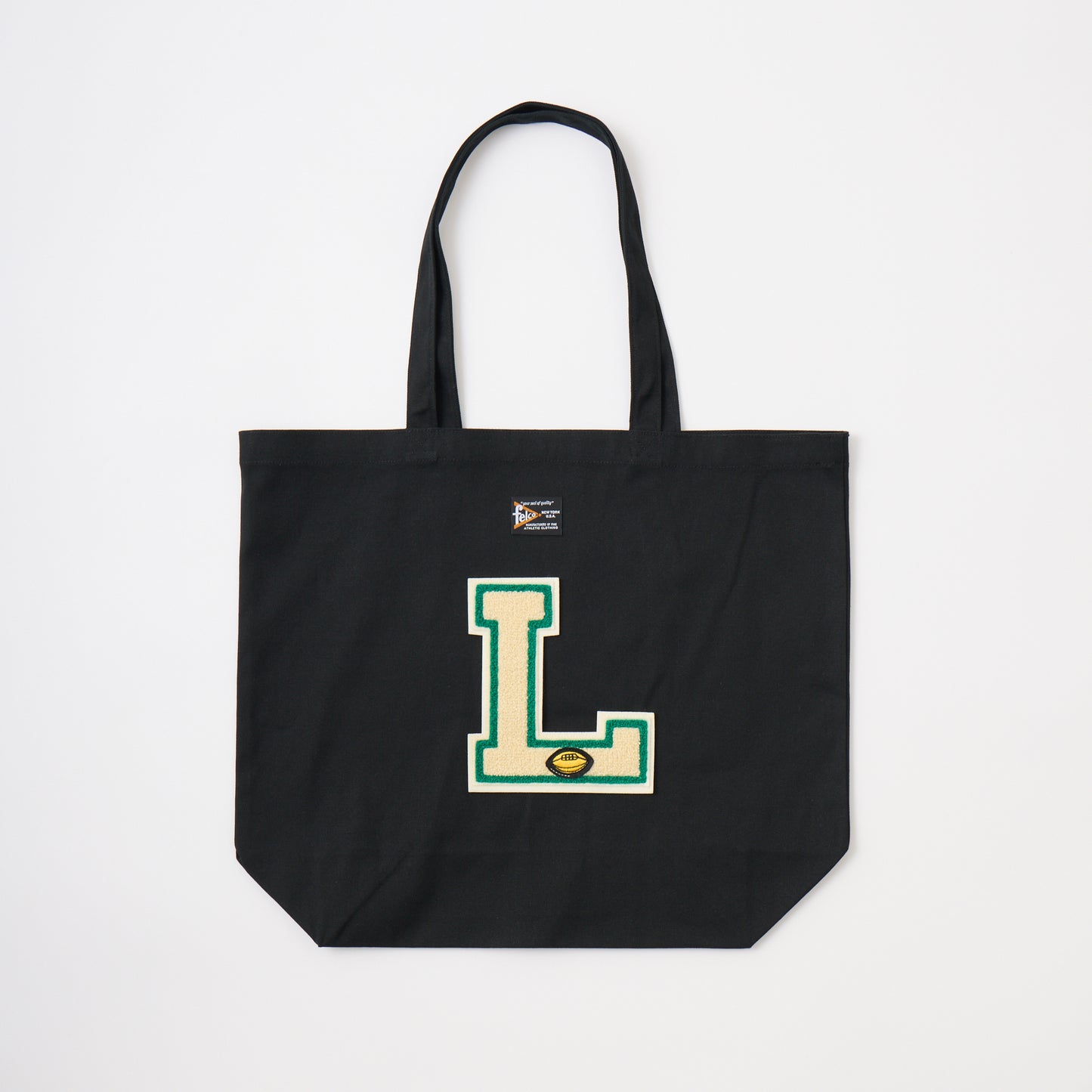 【CAMPAIGN】FELCO 8.3oz BLACK CANVAS TOTE BAG WITH ORIGINAL CHENILLE WAPPEN