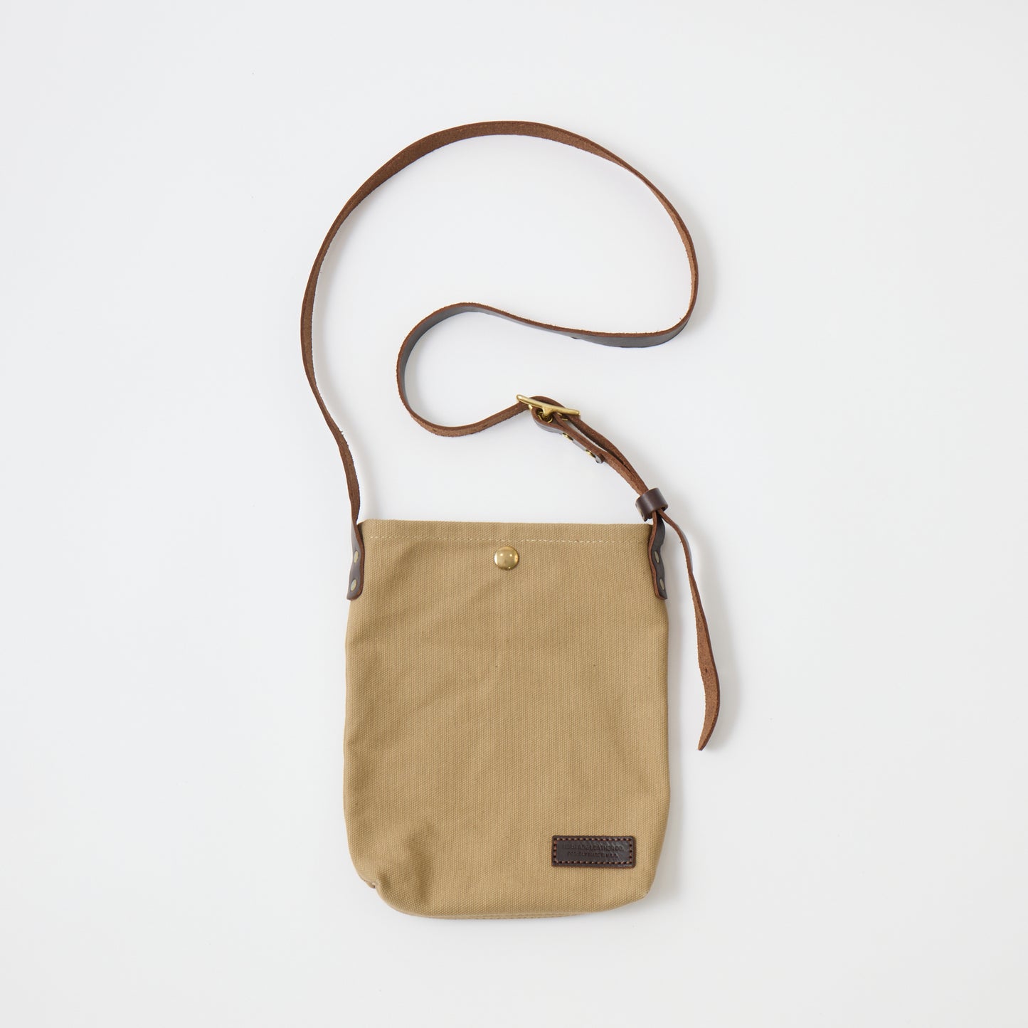 HERITAGE LEATHER 18oz CANVAS CUSTOM MADE SACOCHE BAG W/ LEATHER STRAP - KHAKI / BROWN LEATHER