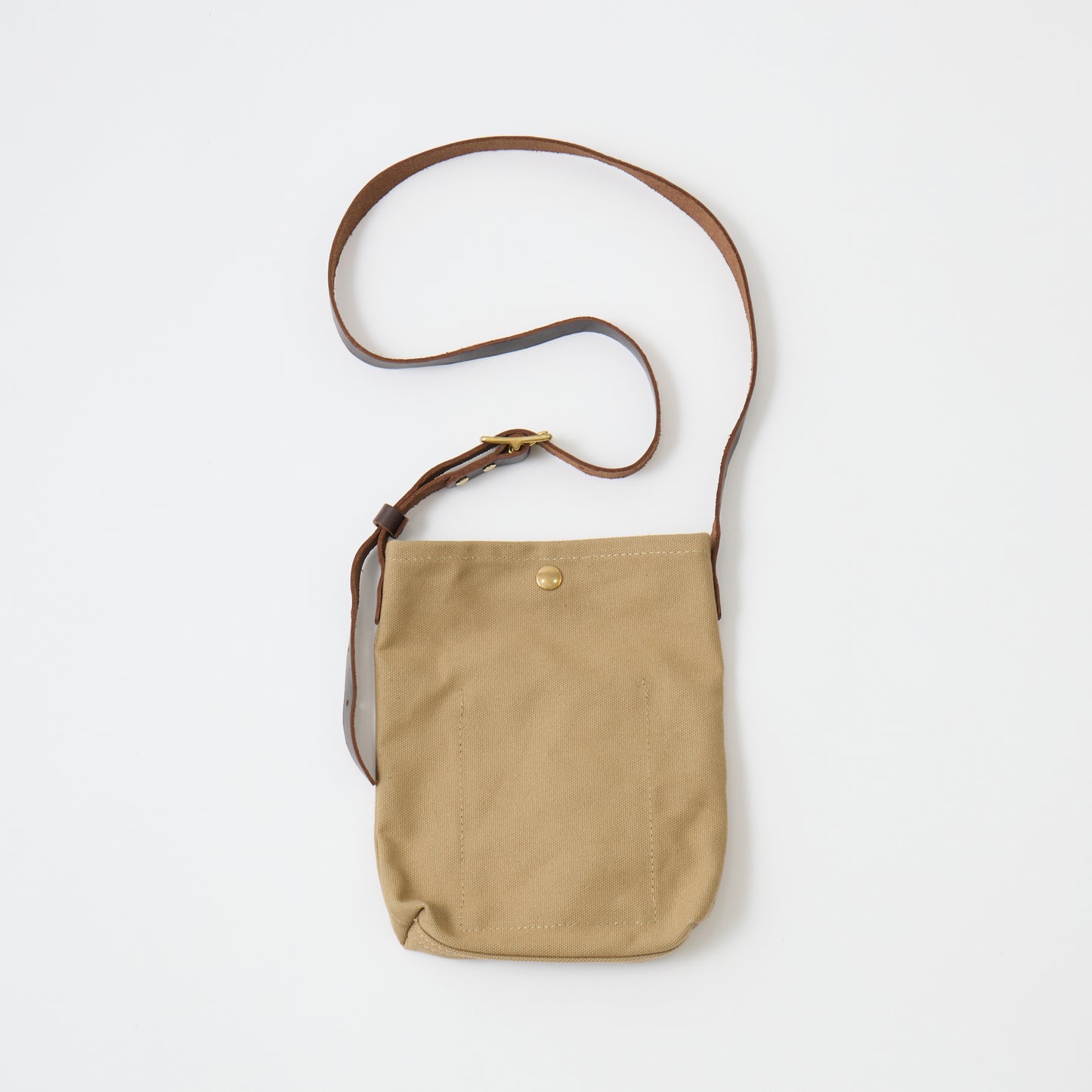 HERITAGE LEATHER 18oz CANVAS CUSTOM MADE SACOCHE BAG W/ LEATHER STRAP - KHAKI / BROWN LEATHER