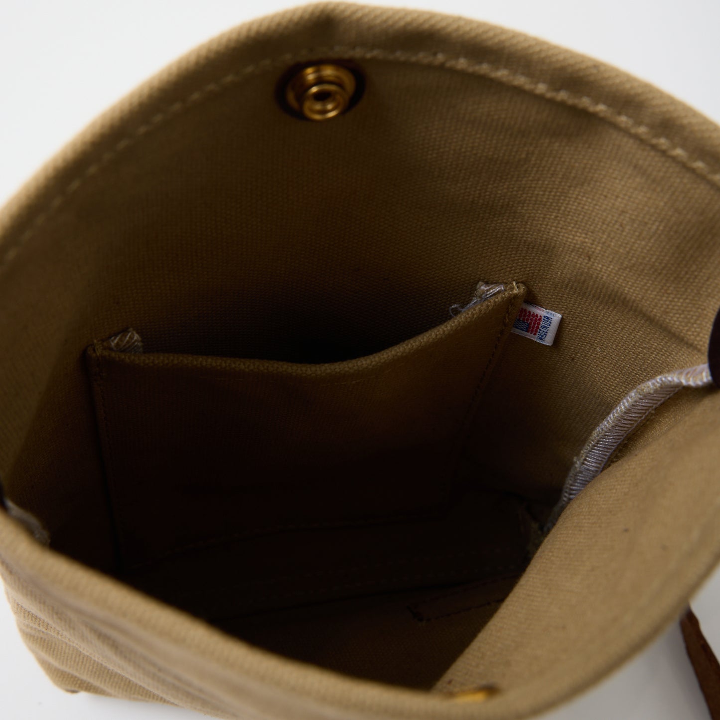 HERITAGE LEATHER 18oz CANVAS CUSTOM MADE SACOCHE BAG W/ LEATHER STRAP - KHAKI / BROWN LEATHER
