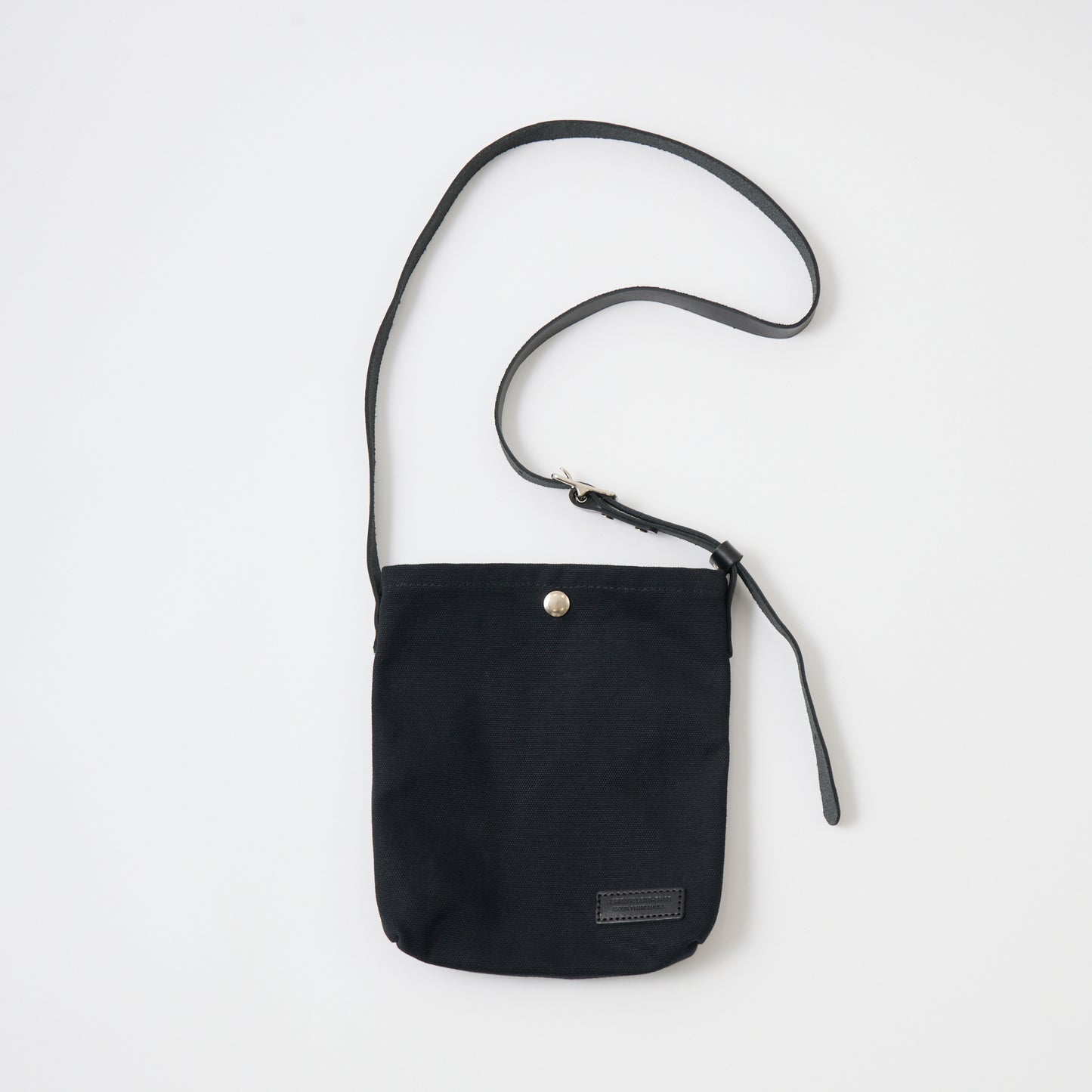HERITAGE LEATHER 18oz CANVAS CUSTOM MADE SACOCHE BAG W/ LEATHER STRAP - BLACK / BLACK LEATHER