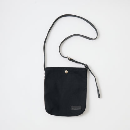 HERITAGE LEATHER 18oz CANVAS CUSTOM MADE SACOCHE BAG W/ LEATHER STRAP - BLACK / BLACK LEATHER