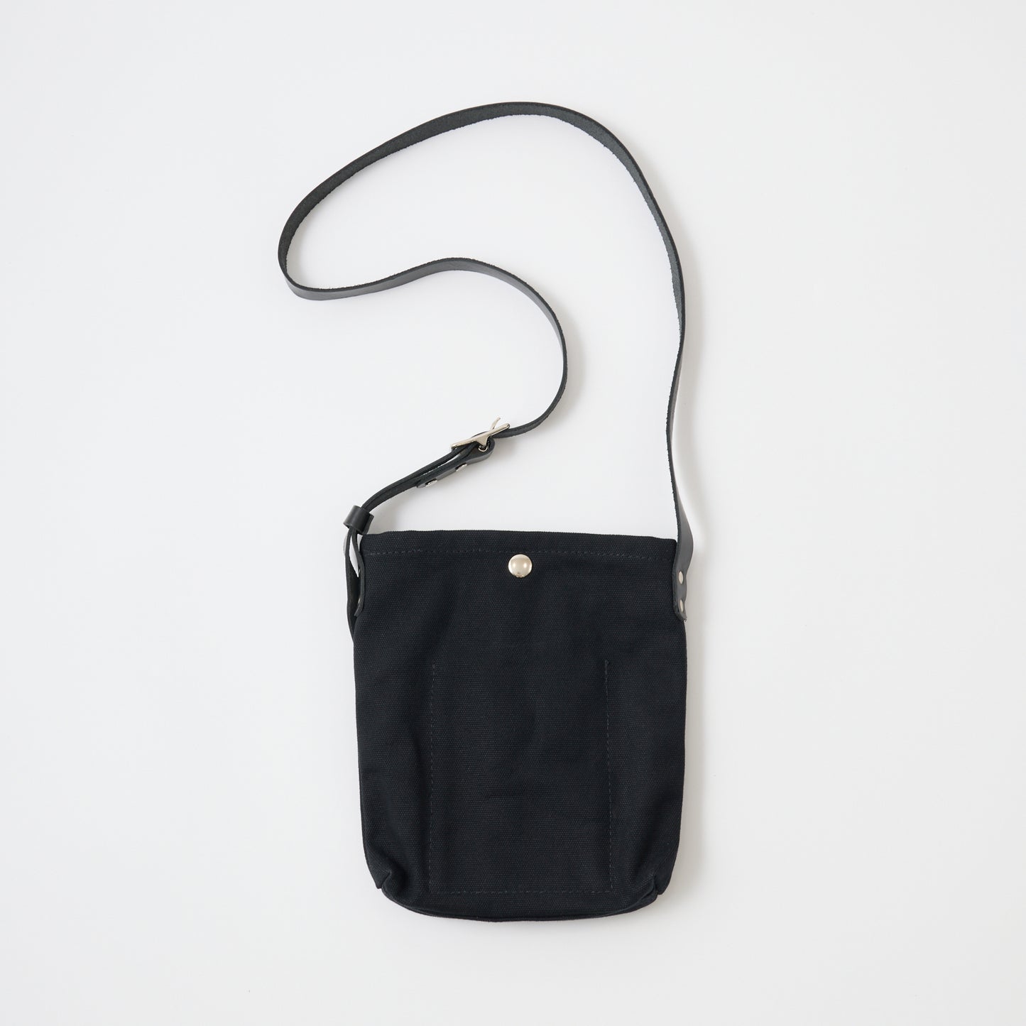 HERITAGE LEATHER 18oz CANVAS CUSTOM MADE SACOCHE BAG W/ LEATHER STRAP - BLACK / BLACK LEATHER