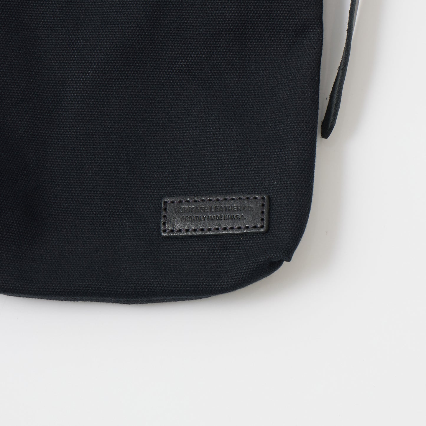 HERITAGE LEATHER 18oz CANVAS CUSTOM MADE SACOCHE BAG W/ LEATHER STRAP - BLACK / BLACK LEATHER