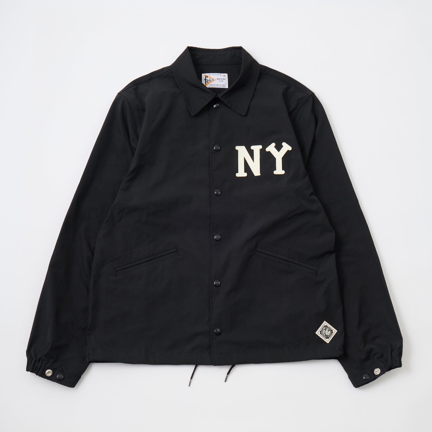 FELCO CLASSIC FIT SET IN SLEEVE UNLINED COACH JACKET SNAP BUTTON FRONT - NEW YORK BLACK YANKEES