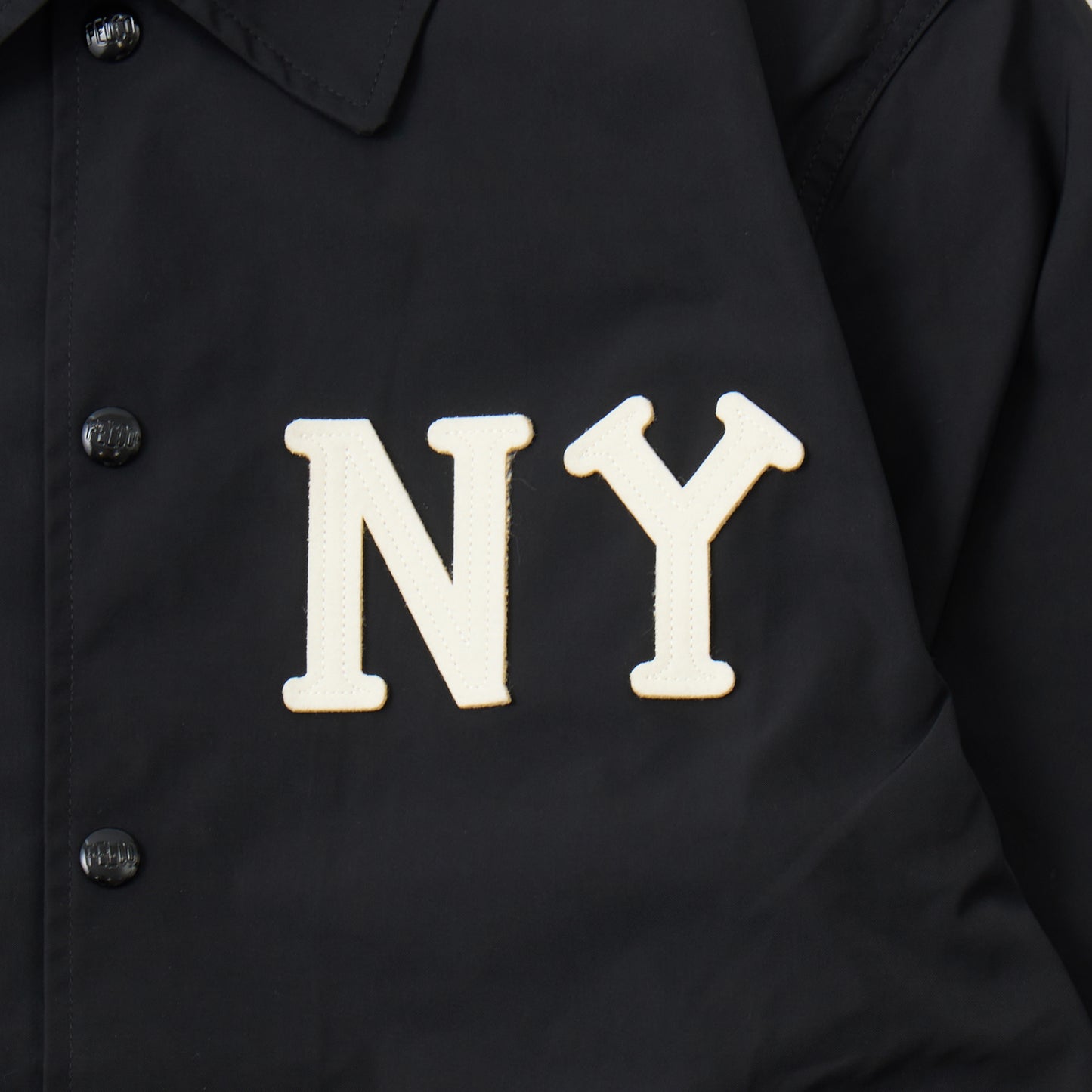 FELCO CLASSIC FIT SET IN SLEEVE UNLINED COACH JACKET SNAP BUTTON FRONT - NEW YORK BLACK YANKEES