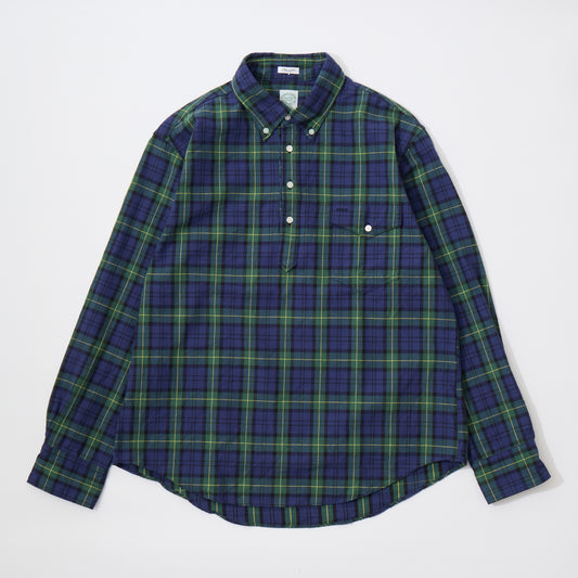 KEATON CHASE USA L/S CLASSIC FIT PULLOVER BD SHIRT TWILL CHECK - GREEN_NAVY_YELLOW CHECK