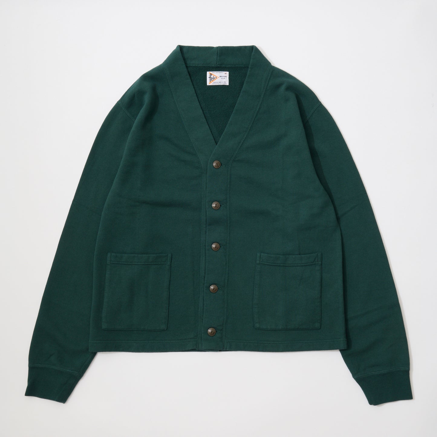 FELCO CLASSIC FIT 10oz TERRY V NECK BUTTON CARDIGAN - 6 COLORS