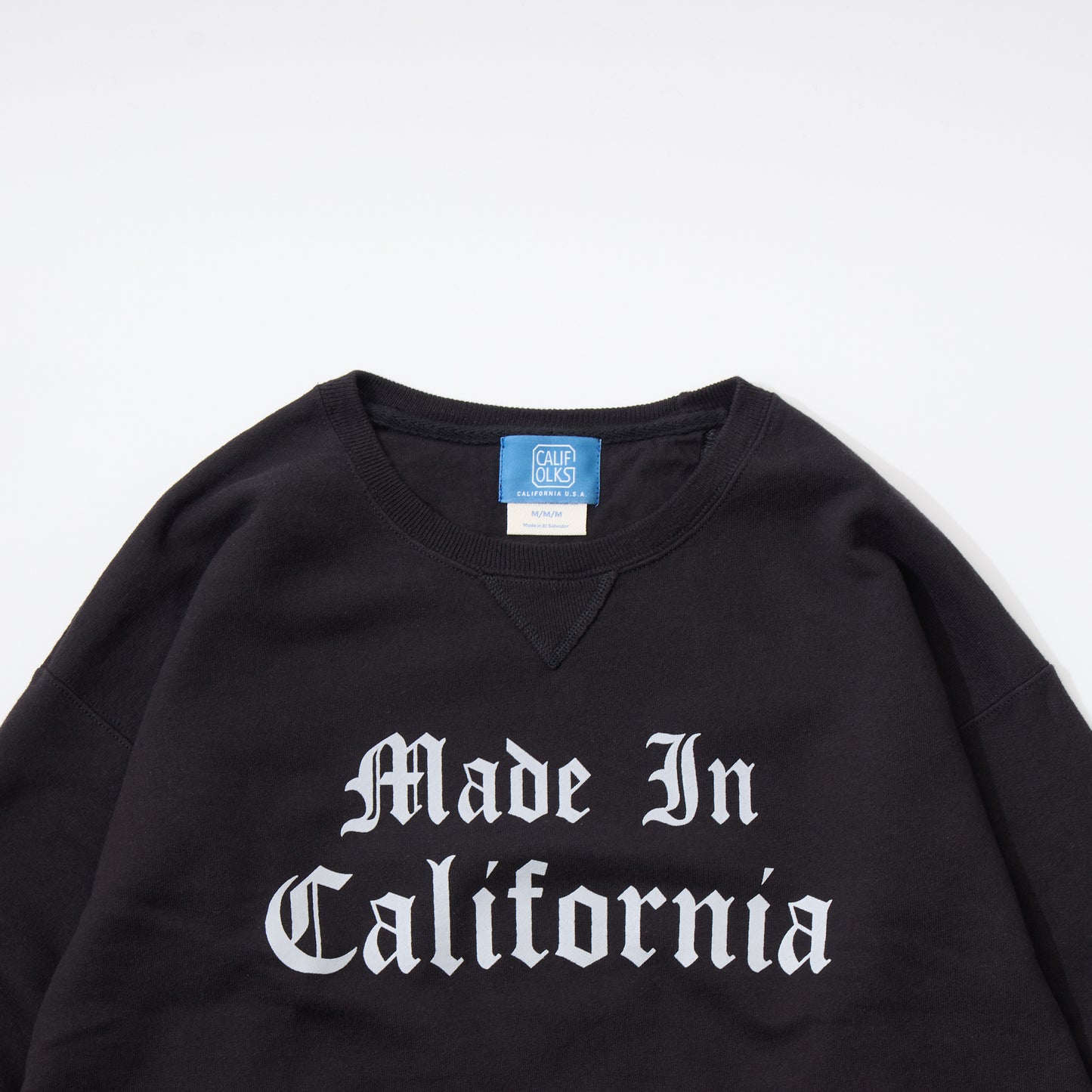 CALIFOLKS MADE IN CALIFORNIA COMFORT WASH CREW NECK SWEAT SHIRT - BLACK