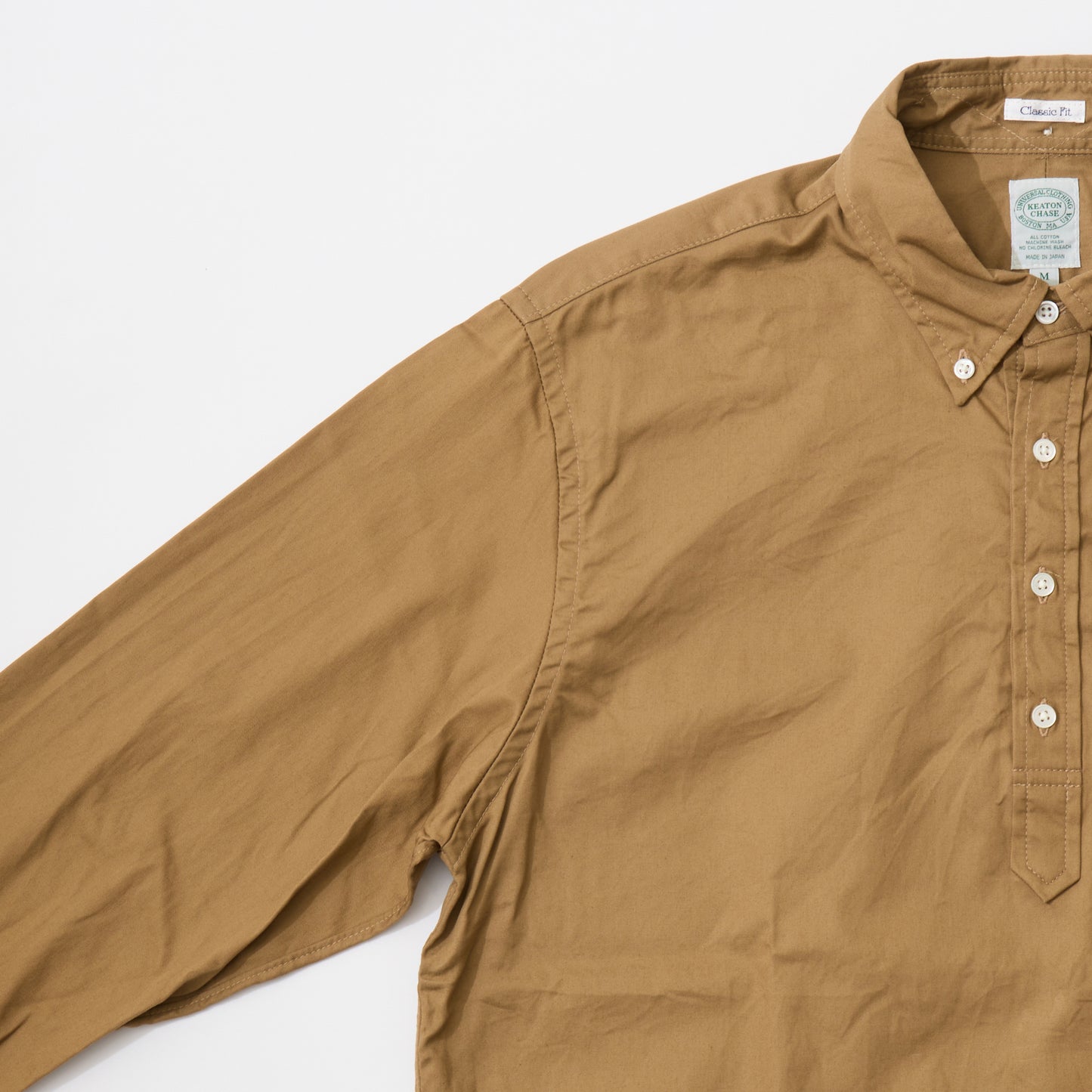 KEATON CHASE USA L/S CLASSIC FIT PULLOVER B/D SHIRT 30S COTTON DYED TWILL - 2 COLORS